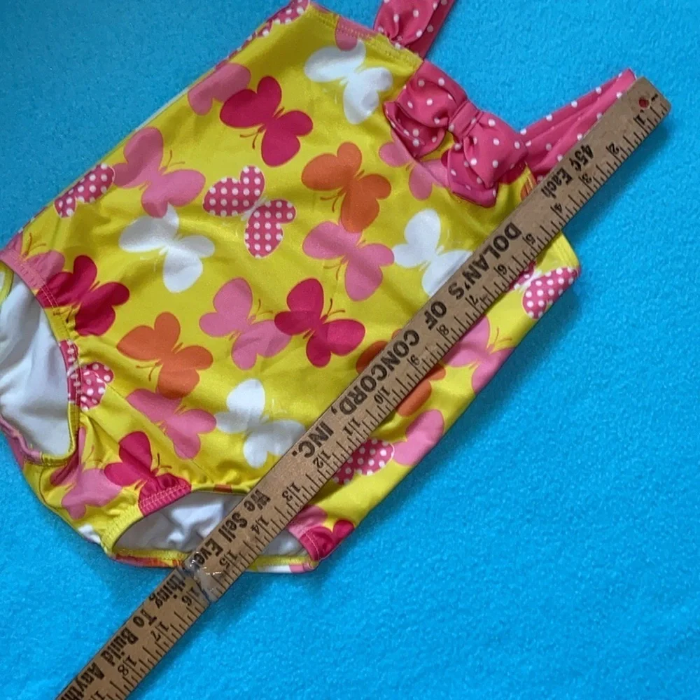 GYMBOREE one piece swimsuit wide straps polka dots butterflies size 3T
